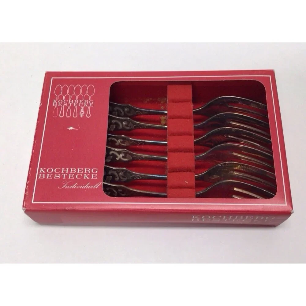 Kochberg Bestecke Hartglanz Silverplate Appetizer Mini Forks In Box Silber 90g